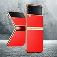 thumbnail image 2 of ELEHOLD for Samsung Galaxy Z Flip 4 Plating Leather Case,Lychee Pattern Leather Premium Leather Shockproof Electroplated Protective Case for Samsung Galaxy Z Flip4 2022,Red, 2 of 9