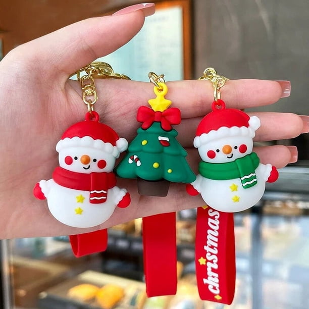 KAHEIGN 20 Llaveros 3D Navideños Con Correa De Muñeca – 10 Diseños: Santa, Muñeco De Nieve, Árbol, Oso