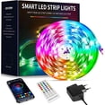 thumbnail image 1 of Tira de luces LED impermeable de 54 W, 10 m, RGB 5050, flexible, multicolor, con control remoto de 40 teclas, ideal para decorar dormitorios (1 x 10 m) [Clase energética A], 1 of 5