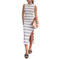 thumbnail image 1 of Vestido PRETTYGARDEN Ajustado Sin Mangas Hueco Midi Blanco Gris Talle S, 1 of 5