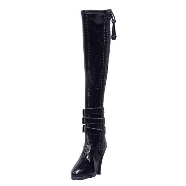 Botas Largas de tacón alto Baoblaze 1/6 para mujer 12 pulgadas Color negro