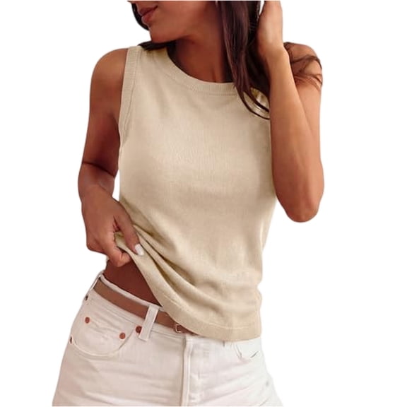 Sleeveless Sweater Tops for Women 2026 Summer Dressy Ribbed Tank Tops Spring Business Casual Work Shirts Blouses