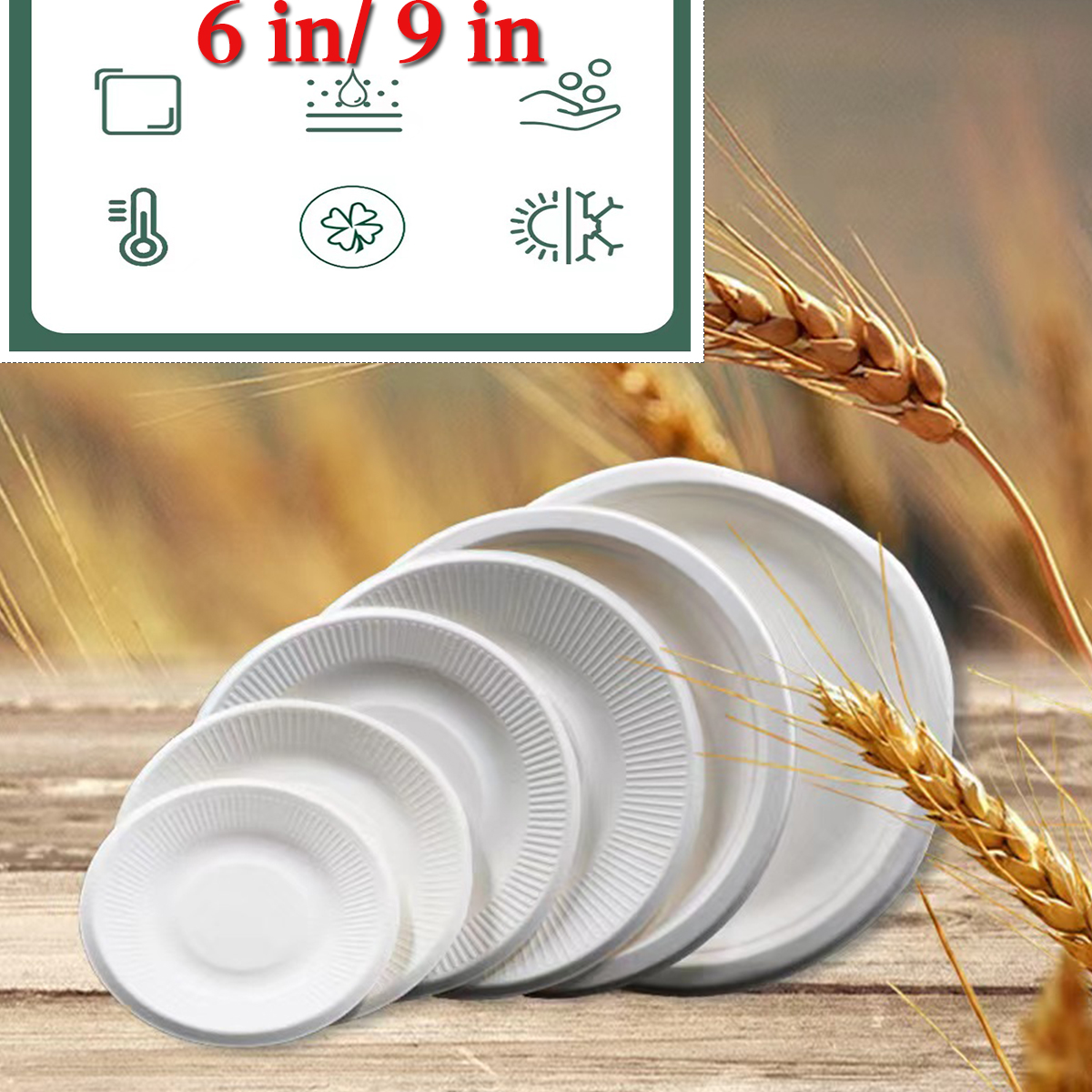 Paper Plates Uncoated, Disposable Dessert Plates 6" Paper Plate Bulk