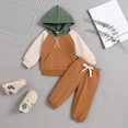 thumbnail image 2 of RMGVDSD Toddler Baby Boys Clothes Color Block Long Sleeve Hoodie Sweatshirt Tops Pants 2 Piece Set Kids Fall Winter Outfits Sweat Suit 6-12 Months, 2 of 9