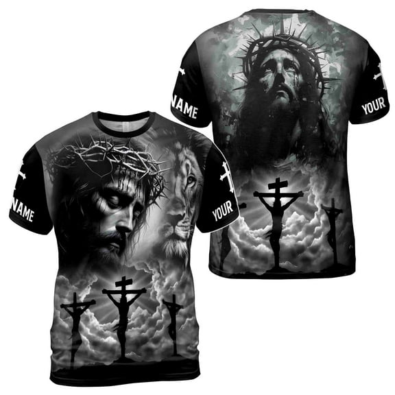 Jesus Christ Good Friday Faith Love Hope Lion Men's T-shirt S-5XL