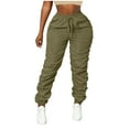 thumbnail image 4 of Erwazi Women Solid Joggers Pants Casual Elastic Waist Pleated Pant with Pocket, 4 of 7