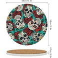 thumbnail image 3 of SKYSONIC Round Drink Coasters 2 Pcs Roses Skulls Absorbent Ceramic Coaster with Cork Base for Coffee Cups for Home Decor, 3 of 6