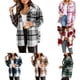 thumbnail image 3 of Ladies Check Fleece Winter Jacket Shacket Baggy Tartan Tops Casual Shirts Coat, 3 of 7