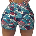 thumbnail image 2 of Goofa Fish In The Wave Printed Workout Shorts Women Seamless Scrunch Butt Lifting High Waisted Gym Booty Shorts Elastic Workout Shorts-XX-Large, 2 of 8