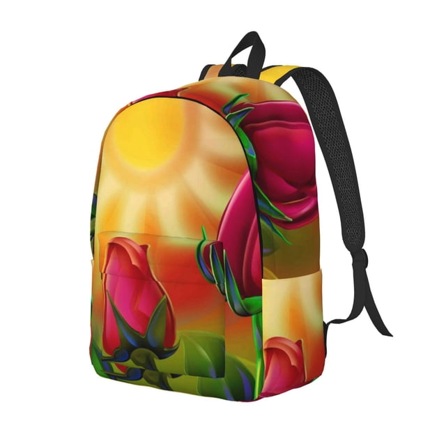 Easygdp Rose Psychedelic Mochila de Lona Resistente para Laptop, Compatible con Laptops de 15 a 17 pulgadas, Ideal para Escuela, Trabajo y Viajes-Small