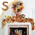thumbnail image 2 of 6ft Fall Garland, Artificial Halloween Garland with Berries Sunflowers Maple Leaves for Mantle Front Door Table Fireplace Wall Outdoor, 2 of 5