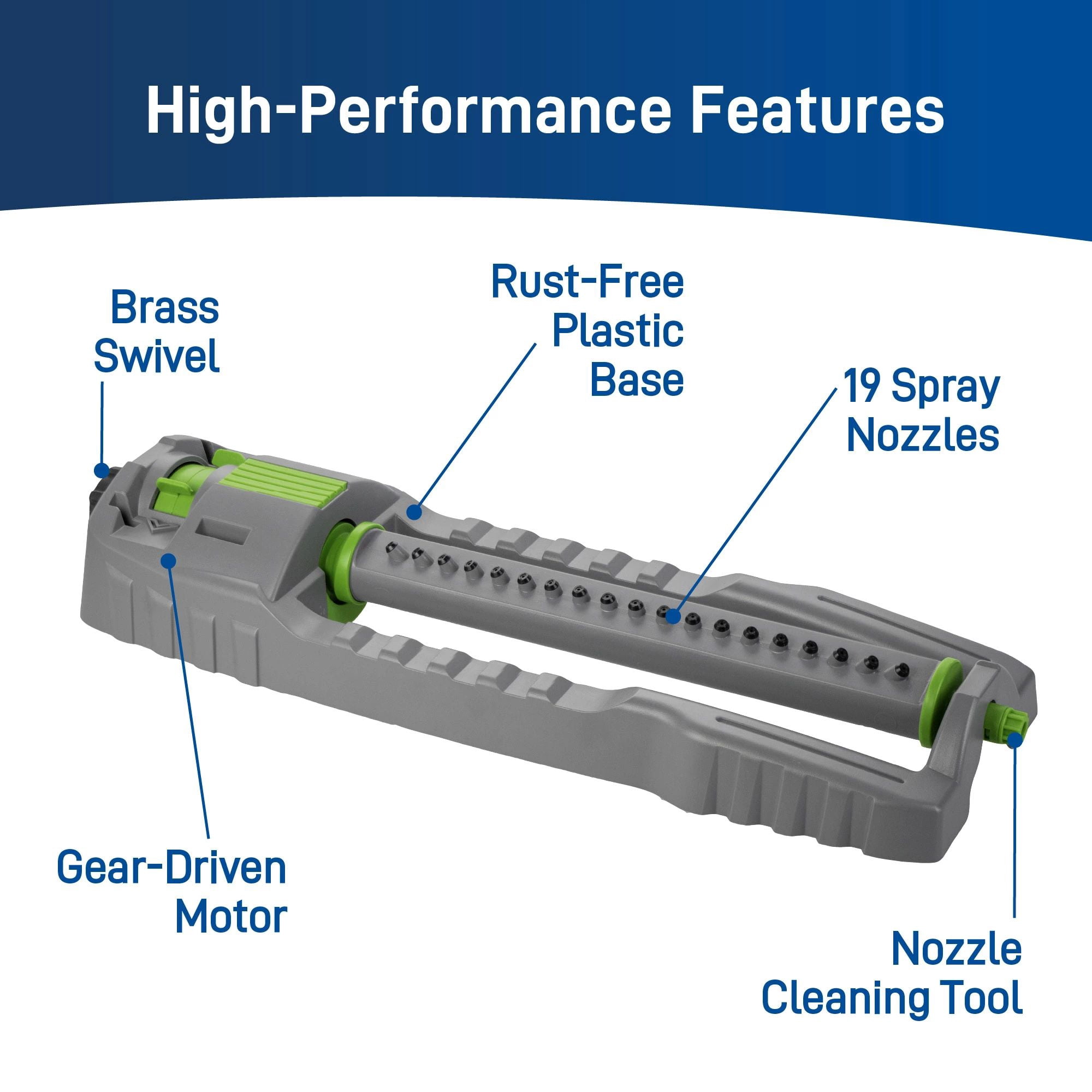 Orbit 56762 Non-tipping Base Oscillating Sprinkler, Plastic, 3800 sq. ft.