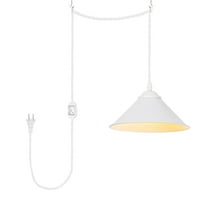KAYYELAMP White Metal Lampshade E12 Base Simple Style Pendant Light Fixture 15 Feet Plug in Dimmer Cord Hanging Lamp for Kitchen Loft Dining Room(No Bulb)