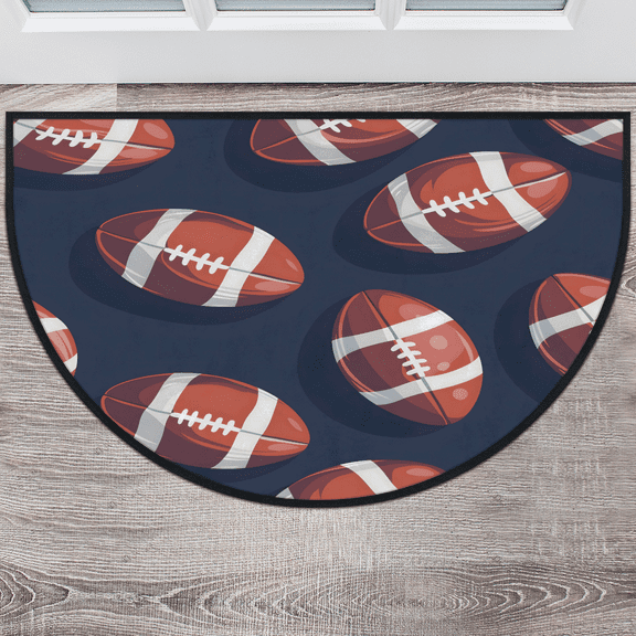 CURLYOOT American Football Half Round Door Mat, Indoor Outdoor Entrance Rug, Sports Semi Circular Area Rug, Non Slip Washable Absorbent Doormat, Laundry Room Rug 40'' x 63''