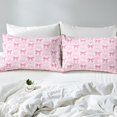 thumbnail image 3 of Pink Bow Tie Duvet Cover Set Bohemian Exotic Damask King Bedding Set,Cute Silk Ribbon Bowknot Comforter Cover Antique Victorian Bed Set,Gothic Vintage Floral Pink Bow Decor（No Comforter）, 3 of 5