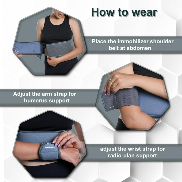 WC Shoulder brace arm slings shoulder immobilizer youth shoulder Support  Shoulder stabilizer Compression Brace rotator cuff surgery sling left-right  arm sling–Size-6(52-57) 