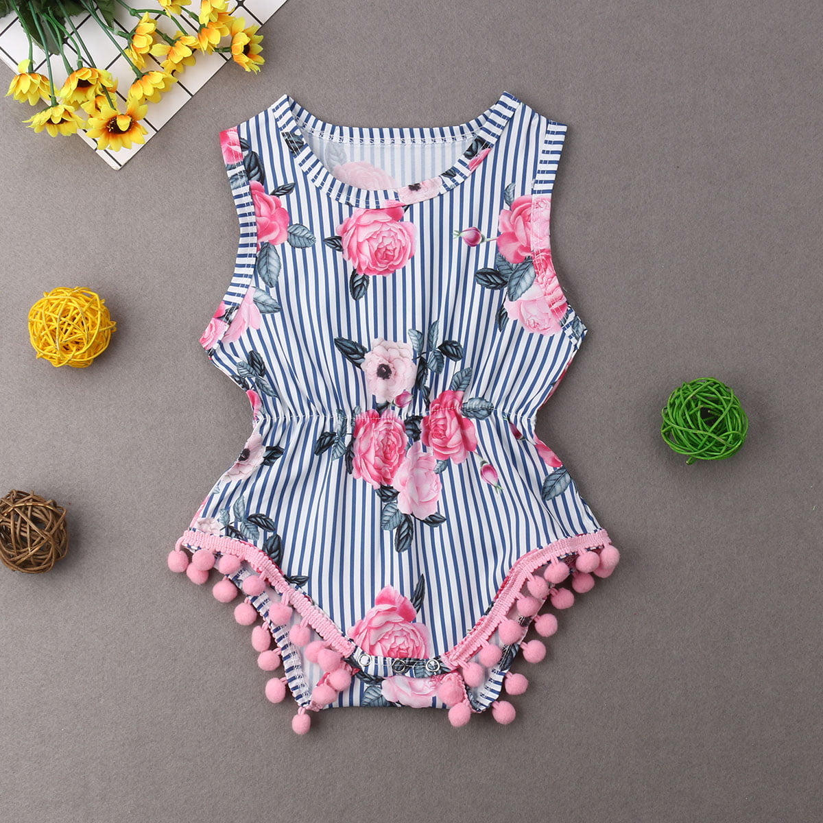 Newborn Baby Girl Summer Flower Ruffle Romper Bodysuit Jumpsuit Outfits Sunsuit 