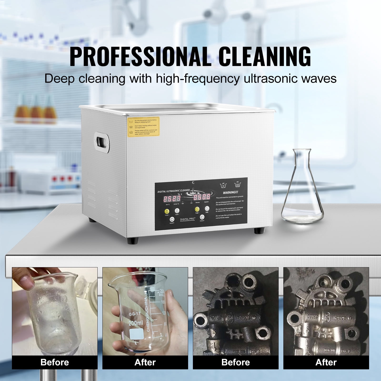 BENTISM 15L Digital Ultrasonic Cleaning Machine Heater Timer 600W 40KHz Powerful Jewelry Eyeglasses Cleaning Machine