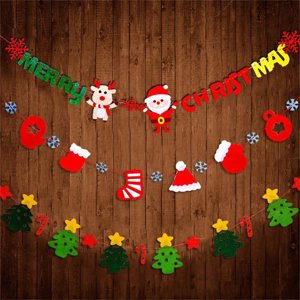 Red and Green Merry Christmas Banner Merry Christmas Garland Banner Christmas Party Banner Merry Xmas Banner for Xmas Holiday Fireplace Mantle Home Decor