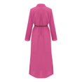 thumbnail image 4 of outfmvch black dresses for women long dresses for women button long shirt dress long sleeve lapel long dress black dress Pink S, 4 of 6