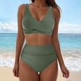 thumbnail image 5 of vigerkar Womens High Waisted Bikini Sets Two Piece Swimsuits V Neck Tummy Control Bathing Suits Green, S, 5 of 8