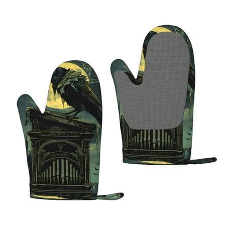 

Matuu MoonNight Sky Crow for Silicone Oven Gloves Heat Resistant Grilling Gloves Non-Slip Silicone Oven Mitt Great for Grilling Kitchen and Cooking