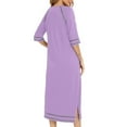 thumbnail image 4 of Tii.MM Women's Zip up Nightgown Housecoat Soft Comfy 3/4 Sleeve Pajama Midi Dress Sleepwear Causal Loungewear with Pockets, 4 of 6