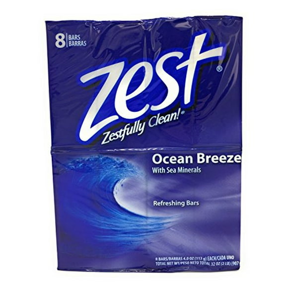 Zest Deodorant Bar Soap, Ocean Breeze, 4 Oz, 8 Bars