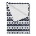 thumbnail image 2 of Traditional Soft Flannel Fleece Throw Blanket, Chinese Geometry Motif with Curved Forms Stripes Far Eastern Abstract, Cozy Plush for Indoor and Outdoor Use, 60" x 80", Dark Indigo White, by Ambesonne, 2 of 5
