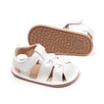 thumbnail image 2 of Otqutp Toddler Leather Soft Open Toe Sandals Adjusted Strap Flat Wide Shoes Summer Barefoot Beach Pool Baby Girls Sandals, 2 of 8