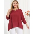 thumbnail image 4 of Unique Bargains Blouse à Encolure en V Fendue à Manches 3/4 pour Femme Grande Taille, 4 of 6