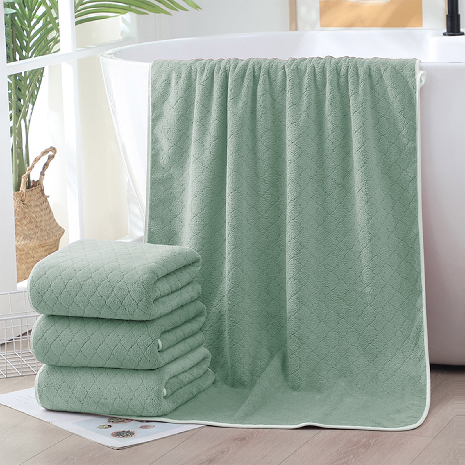 Tuvgenk Large Bath Towel Set Absorbent Quick Dry Set Of 8 Cotton Bath Towels Set Fade Resistant Sage Green Thick Soft Plush 55x28 inch for Shower