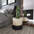 thumbnail image 2 of LR Home Woven Round Jute 19" Storage Basket with Handles, Black/White Stripe, 2 of 8