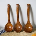 thumbnail image 5 of Long Handled Wooden Soup Spoon Bamboo Wood Kitchen Utensil BEST Cooking P0R1, 5 of 9