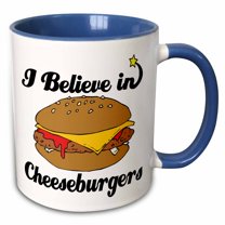 3drose, I Believe in Cheeseburgers, 15oz Two-tone Blue Mug