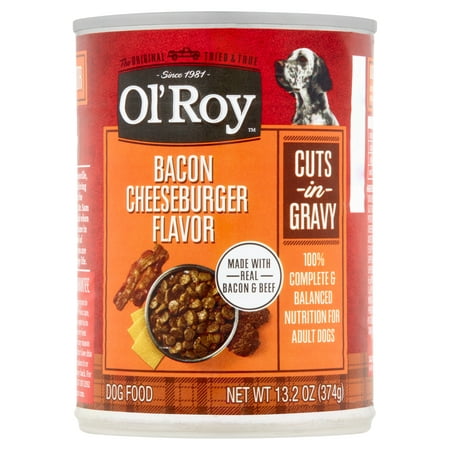 Ol' Roy Bacon, CheeseBurger & Beef Flavor Gravy Wet Dog Food for Adult, 13.2 oz. Can