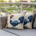 thumbnail image 4 of Retro Blue Rooster Pillow Covers 2 Pack Farmhouse Pastoral Elegant Animal Chicken Country Pillowcase Waterproof Outdoor Throw Pillow Cover for Patio Garden Square Cushion 24”x24”, 4 of 9