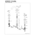 thumbnail image 3 of Kingston Brass KS5538GL Georgian Two-Handle Deck Mount Roman Tub Faucet, Brushed Nickel, 3 of 4