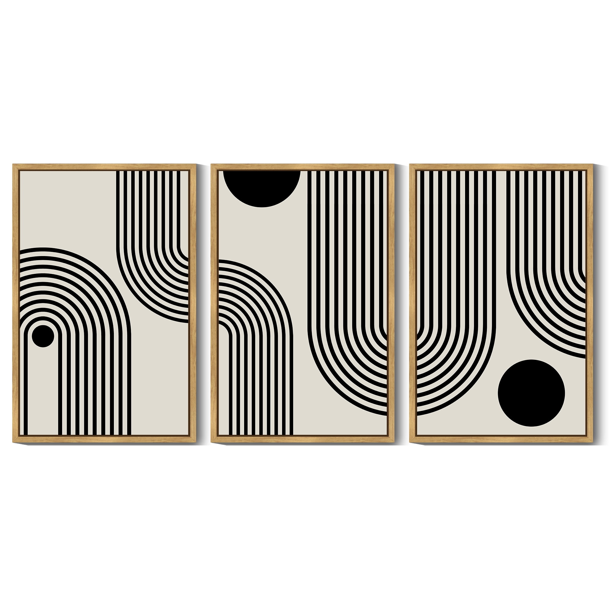 Drsoum Black Minimalism Abstract Boho Wall Art 16x24in3pcs Natural Framed Bohemian Decor Ready To Hang