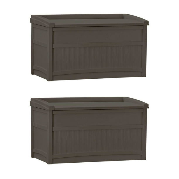 Suncast 50 Gallon Stay Dry Resin Outdoor Deck Storage Box w/ Seat, Java