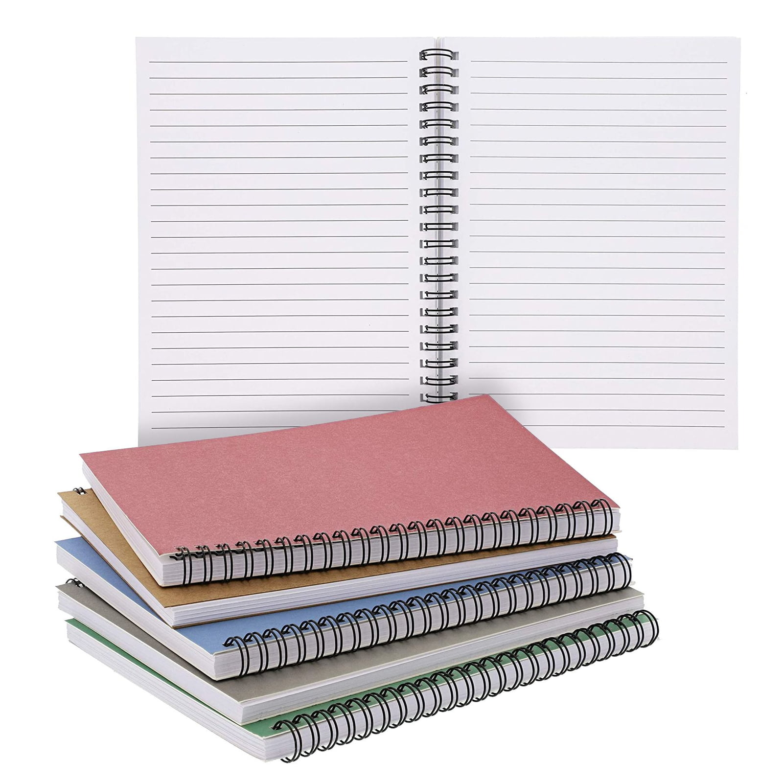 A4  Project Book Lined Notebook with 5 Colour Dividers Spiral Writing Pad New 