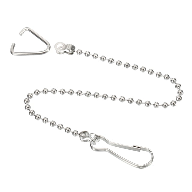 Uxcell 7.87" Toilet Handle Lever Flush Replacement Ball Flappers Chain Stainless Steel Silver Tone 3 Pcs