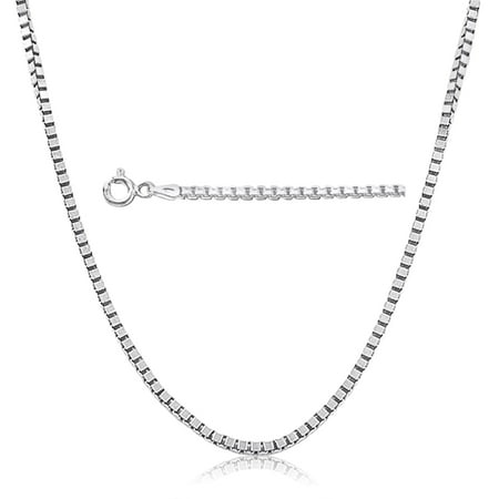 Tiffany Silver Plated Necklace - Box Chain Necklace Sterling Silver Italian .7mm Sturdy Thin Nickel Free 14 inch Rhodium Plated