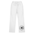 thumbnail image 4 of Womens Pants Spring Summer Lace Up Loose Slacks Solid Drawstring Capri Pants Pocket White Womens Trousers L, 4 of 4