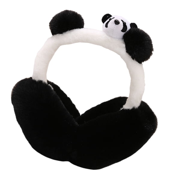 RUISINERY Lovely Cartoon Panda Ear Muffs for Women and Girl Adjustable and Foldable Ear Protectors for Easy Storage Winter Gear