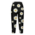 thumbnail image 5 of Sakmal Women Capris Travel Comfy Slim Leg Black High Waisted Cropped Floral Capris with Pockets, 5 of 5