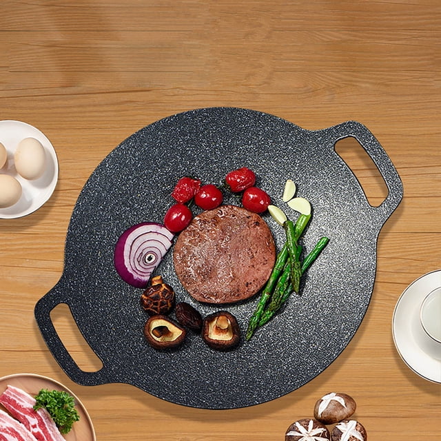 Clearance Items,npkgvia Serving Trays,Kitchen Faucets,RounNon Stick Pan Korean Grill Pan For /Electric Stove Top Round BBQ Griddle Pan With Hangable Handles Portable BBQ Grill Flat Pan,Trays