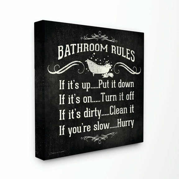 Stupell IndustriesBathroom Rules BW IconCanvas Wall Art by Stephanie Workman Marrott