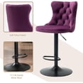 thumbnail image 5 of Stools Set of 2, Adjustable Upholstered Counter Height Barstools with Back and Black Footrest, Modern Velvet Swivel Barstools for Kitchen Counter, 5 of 6