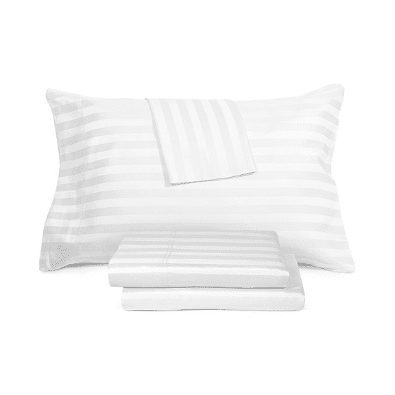 Aq Textiles WHITE Ultra Lux Wide Stripe 1200-Thread Count 4-Pc. Sheet Set, King